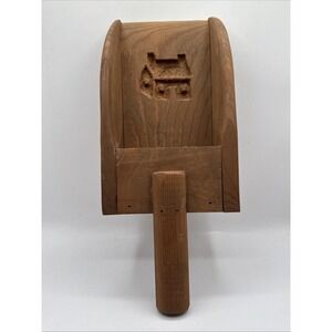 Unbranded Wooden Scoop Hand Carved House Wall Pocket Brown‎ Primitive Folk Art